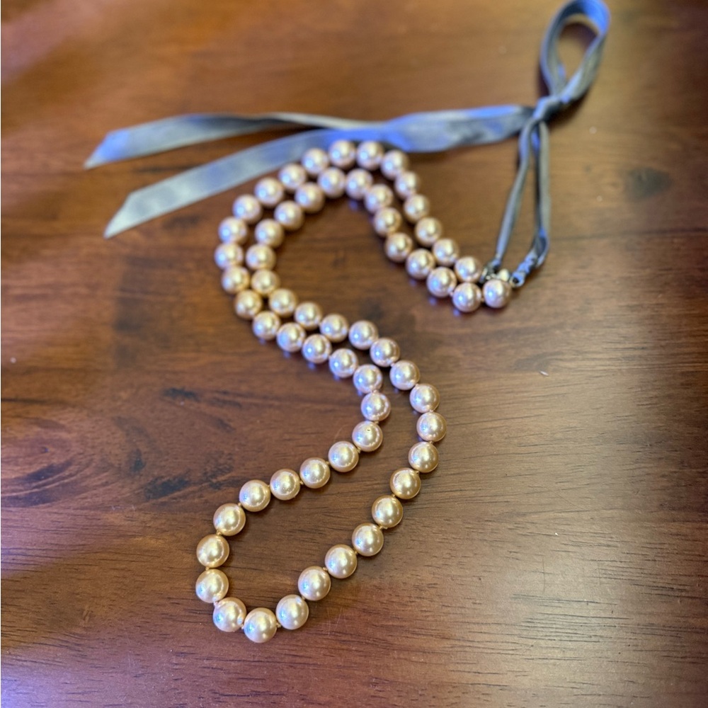 J. Crew Pearl Necklace with Ribbon
